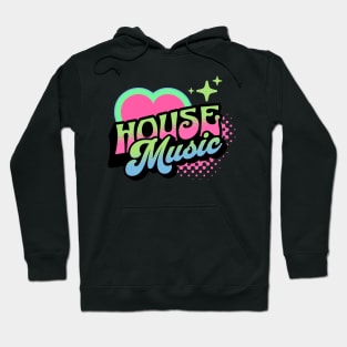 HOUSE MUSIC  - Y2K Retro Heart (black/lime/pink) Hoodie